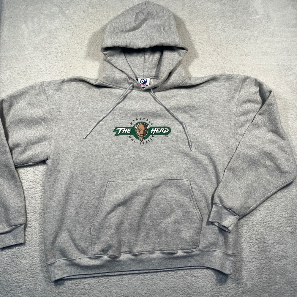Vintage Y2K Champion Marshall University‎ The Herd Hoodie Sweatshirt XL Fanbuzz